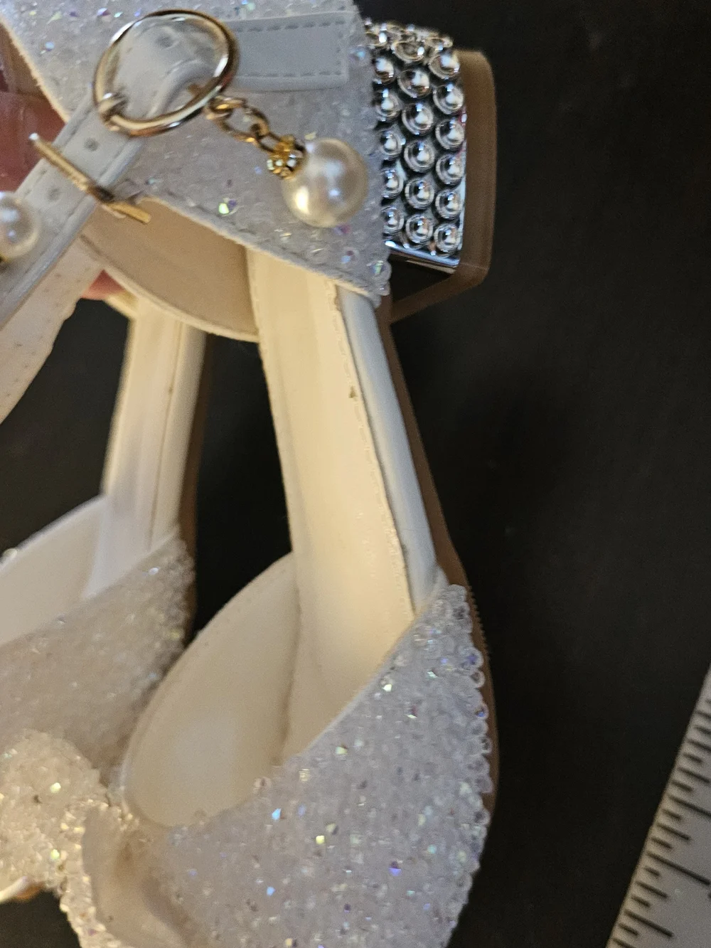 White Girls' Pearl-Accent Dress Sandals